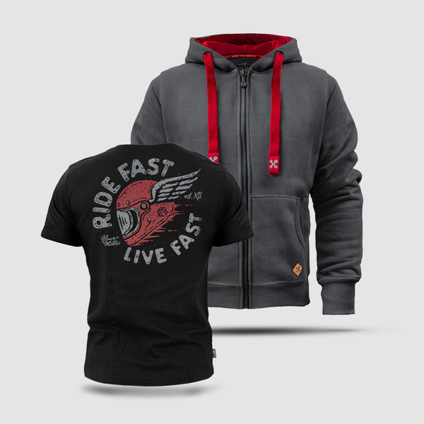 Heavy Legacy Zip-Hoodie + Ride Fast Heavy T-Shirt